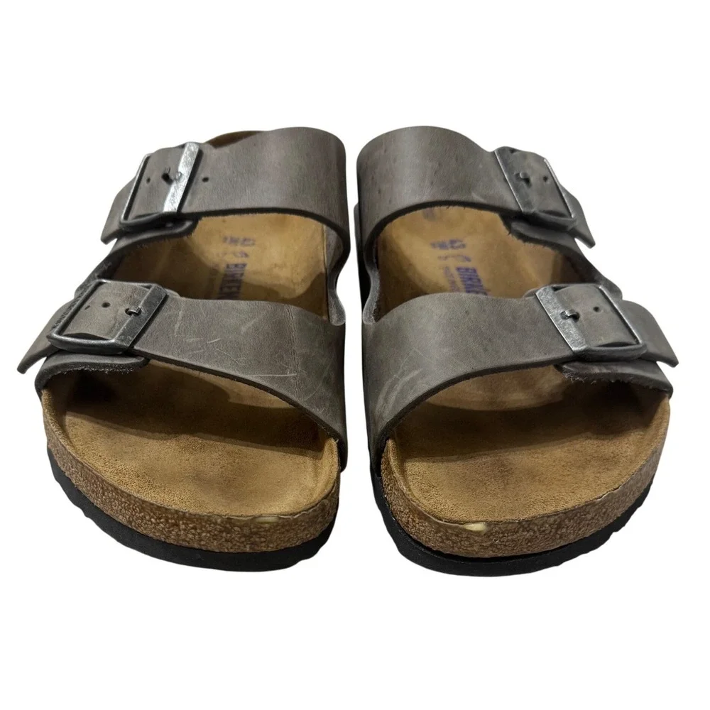 Birkenstock Arizona Sandals Mens 43 10 Tobacco Brown Oiled Leather Slide